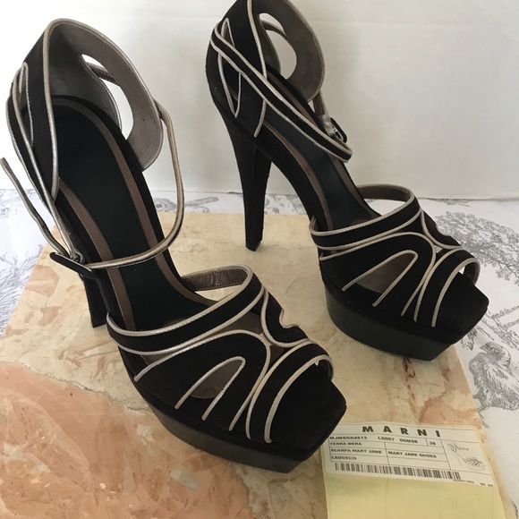 Marni New size 8 Chocolate Suede Sandals Platform - Picture 4 of 8